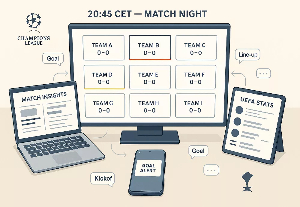 Champions League Multi-Screen-Setup: 8 Spiele gleichzeitig verfolgen mit optimaler Bildschirm-Anordnung