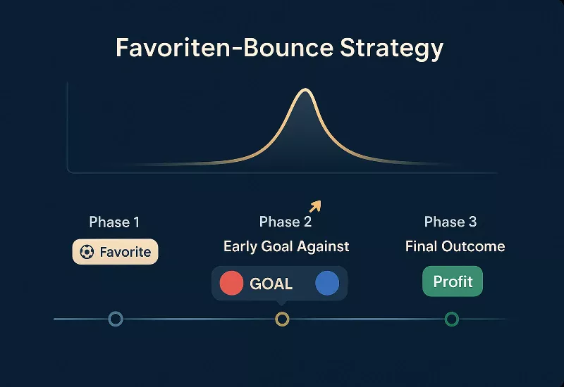 Favoriten-Bounce Strategie: Quotenverlauf bei frühem Gegentor von Bayern München - von 1.12 auf 2.1