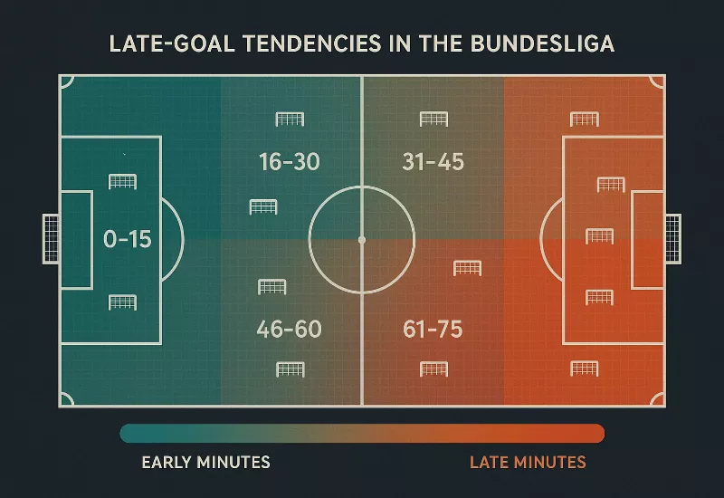 Statistik-Heatmap: 37% aller Bundesliga-Tore fallen in den letzten 15 Minuten (76-90 Minute)