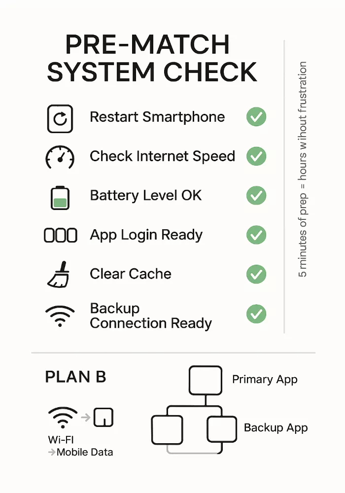 Prävention-Checkliste für Sportwetten: System-Check vor wichtigen Spielen mit 6 essentiellen Schritten