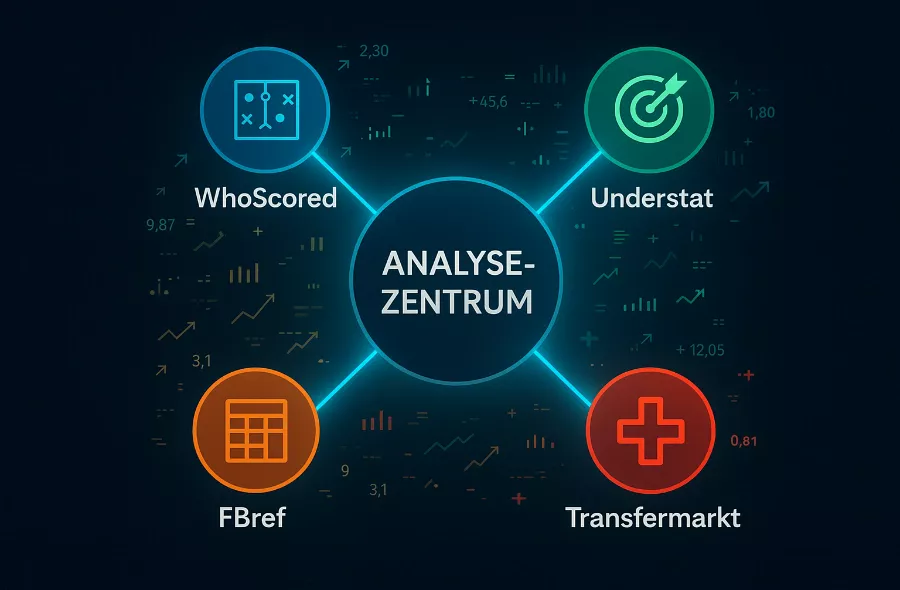 Ökosystem der Statistik-Tools: WhoScored, Understat, FBref und Transfermarkt im Zusammenspiel
